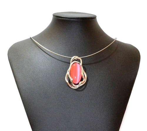 Necklace cats eye - pink, jewelry