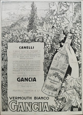 GANCIA VERMOUTH BIANCO Pubblicità 1926 CANELLI 1 Pagina originale