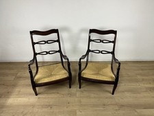 Coppia poltrone legno paglia