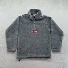 Giacca Pullover Vintage NAPAPIJRI Geographic Pile Sherpa 1/4 Zip Uomo Taglia XS