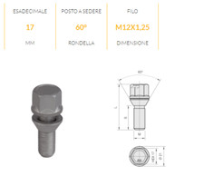 B1370 BULLONE RUOTE OEM M12 x