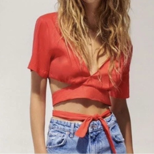 Zara top crop - donna, cravatta