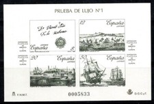 Spagna 1987 Michel 2794-97 blocco 100% nuovo di zecca velieri, verde scuro stampe