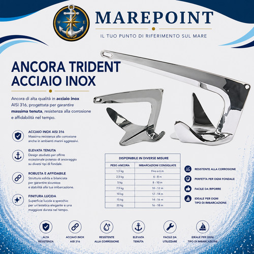 Ancore bruce trident acciaio - ancore,
