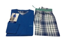 GUASCH pigiama uomo cotone azzurro con pant tessuto quadri 100% cotone