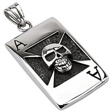 Ciondolo Emeco acciaio inox croce celtica teschio con asso poker SSPQ4021 
