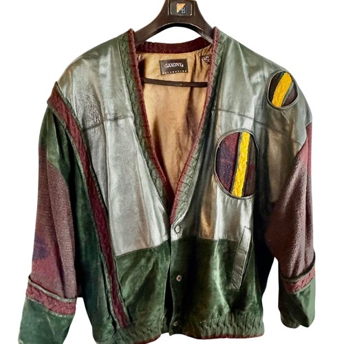 Giacca pelle patchwork vintage