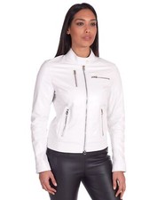 Giacca Pelle Bianca Donna Biker Giubbotto Vera Pelle Made in Italy Giulia