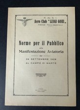 Aviazione  Firenze 1929 Manifestazione Aviatoria programma 