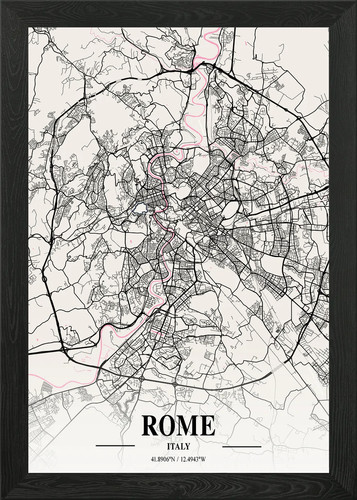 Rome neapolitan map framed - rome,