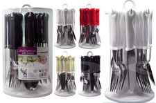 Set Posate Acciaio Inox Stand Rack Stoviglie Girevole per 6 Persone 24PCS