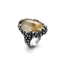 Anello Perlage quarzo rutilato