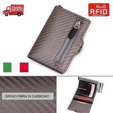 MINI PORTAFOGLIO SLIM RFID PORTA CARTE DI CREDITO TESSERE MONETE FIBRA CARBONIO