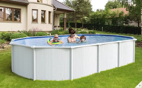 Piscina ovale acciaio white - in,
