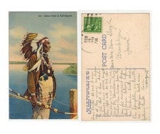 Indian Chief In Full Regalia Cartolina Capo Indiano Vintage 1946