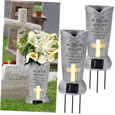  2 Pezzi Vaso Tomba Cimitero