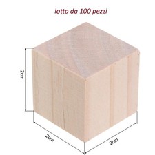 100 cubi in legno massello 2 cm dadi fai da te creazione oggetti da dipingere