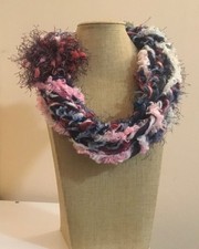 Sciarpa collana, scaldacollo, collana fatta a mano, sciarpa misto lana