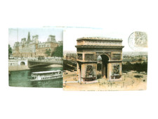 3 calamite frigo PARIGI cartoline vintage d'epoca, rare! Arc de triomphe, Senna