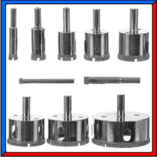 Set 10 Frese Sega a Tazza Diamantate per Forare Fori Gres Vetro Piastrelle Marmo