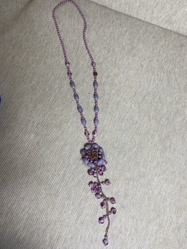 Collana bigioteria vetro viola - collana,