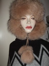 CAPPELLO COLBACCO VOLPE BEIGE FOX HAT HUT PELLICCIA FUR PELZ UNISEX 59 AVIATORE 