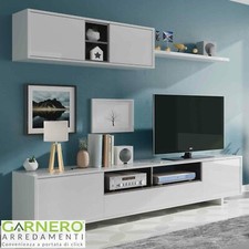 Parete attrezzata BELLE bianco/antracite mobile soggiorno tv design pensili sala