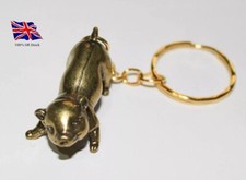 Solid Brass Piggy Pig Keychain