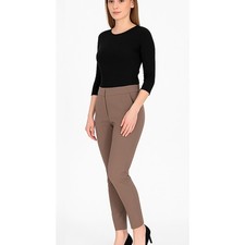 Max Mara Pantalone Da Donna Tortora Taglia L Slim Skinny A Vita Bassa Elegante