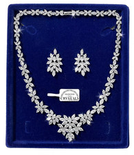 Collana e Orecchini pl. oro 18k Donna con Cristalli Zirconi Tennis Goccia 69/S