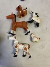 Fisher Price Little People Farm Animali Fattoria Cavallo Mucca Horse Vintage