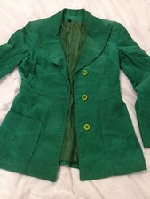 giacca Blazer verde velluto  a coste cotone TG M. Vintage