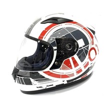 Casco Integrale Bianco/Rosso/Nero per Bambini Omologato Moto Scooter YM=49-50 CM
