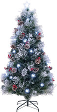Albero Di Natale Innevato 150/180Cm Con 49/63 Luci Incorporate E Fibre Ottiche, 