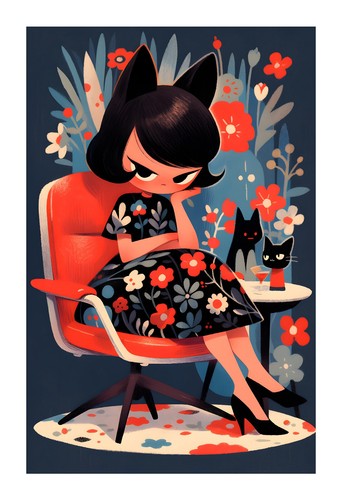 Stampa artistica dama gatto