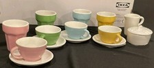 Ikea DUKTIG 15 Piece Ceramic Mini Coffee Tea Set  Kid's Play Toy Pastel Color 