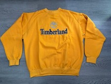 Felpa Timberland vintage anni 90 gialla grande logo incantato piccola oversize