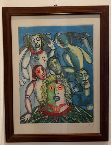 Enrico baj quadro - quadro, litografia