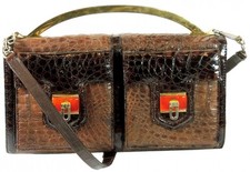 Borsa IN Pelle Di Coccodrillo/Crocodile Leather Handbag. Anni 70 Vintage Antico