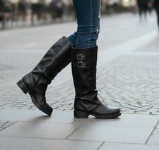 STIVALI DONNA NERI RISVOLTO