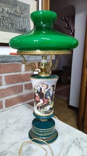 Lampada Da Tavolo Abatjour Ceramica Fiorentina Vetro E Metallo Vintage