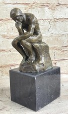 Scultura Bronzo Vintage Pensatore Antico Figura Rodin Auguste Firmato Art