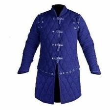 Spessa imbottita Gambeson medievale imbottita maniche piene rievocazione...