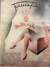 PUBBLICITA' 1940 MILLE AGHI FRANCESCHI MILANO CALZE DONNA LEGGERE ELEGANZA MODA 