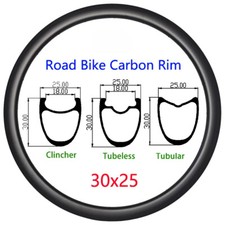 Cerchio bici strada 700c larghezza 25mm profondità 30mm fibra di carbonio freno a disco/V 24H 28H 32H