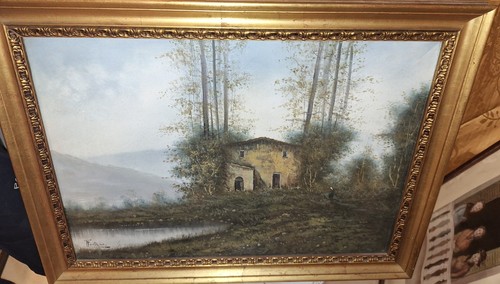 Olio tela fortunato fontana - tela,