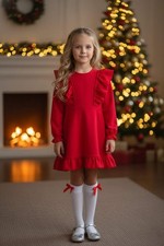 Abito in lino rosso bambina -