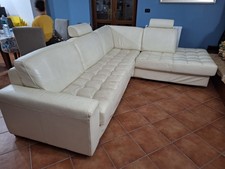 Divano angolare Eraclesofà in pelle bianco