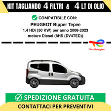 Tagliando per PEUGEOT Bipper Tepee 1.4 HDi 50 kw - 4 Lt di TOTAL + 4 Filtri a...