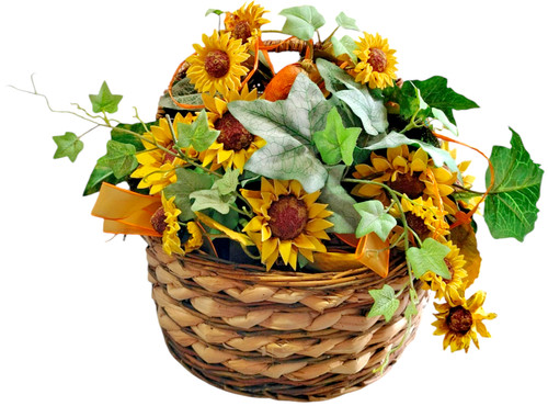 Cestino vimini con girasoli - cestino, in